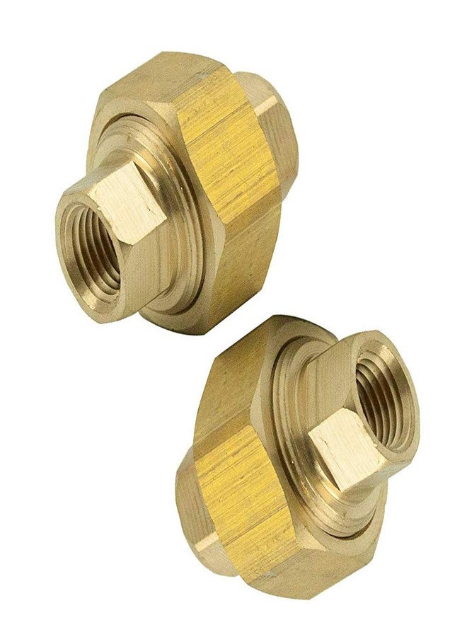 Legines وصلة أنبوب نحاسية مستقيمة من نوع Legines NPT Union مقاس 1/4 بوصة أنثى × 1/4 بوصة أنثى، تتحمل ضغط 1200 رطل لكل بوصة مربعة (عبوة من قطعتين) - Image 1